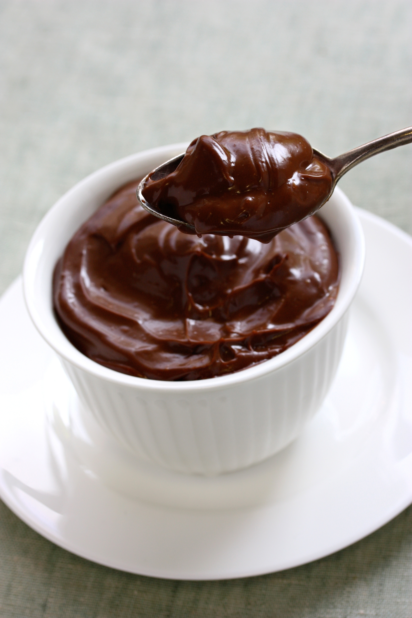 Quick Chocolate Pudding with spoon